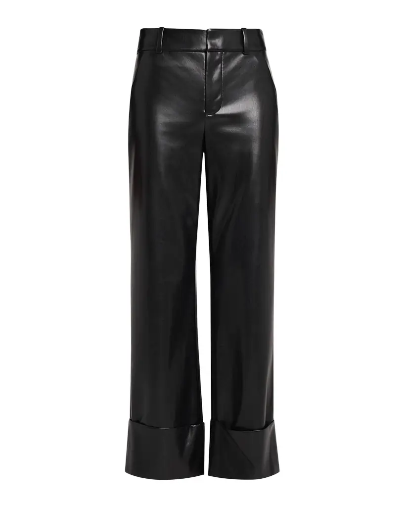 Alice + Olivia Alexander Vegan Leather Cuffed Pants
