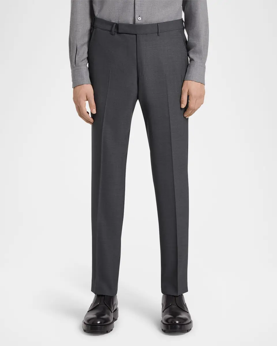 Zegna Men's High Performance Flat-Front Trousers | Thumbnail 4 Zegna Men's High Performance Flat-Front Trousers | Thumbnail 4
