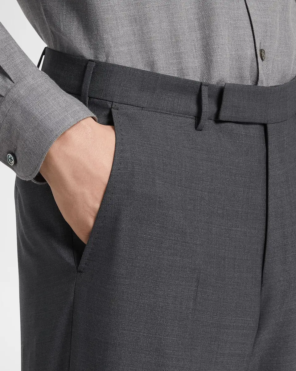Zegna Men's High Performance Flat-Front Trousers | Thumbnail 5 Zegna Men's High Performance Flat-Front Trousers | Thumbnail 5