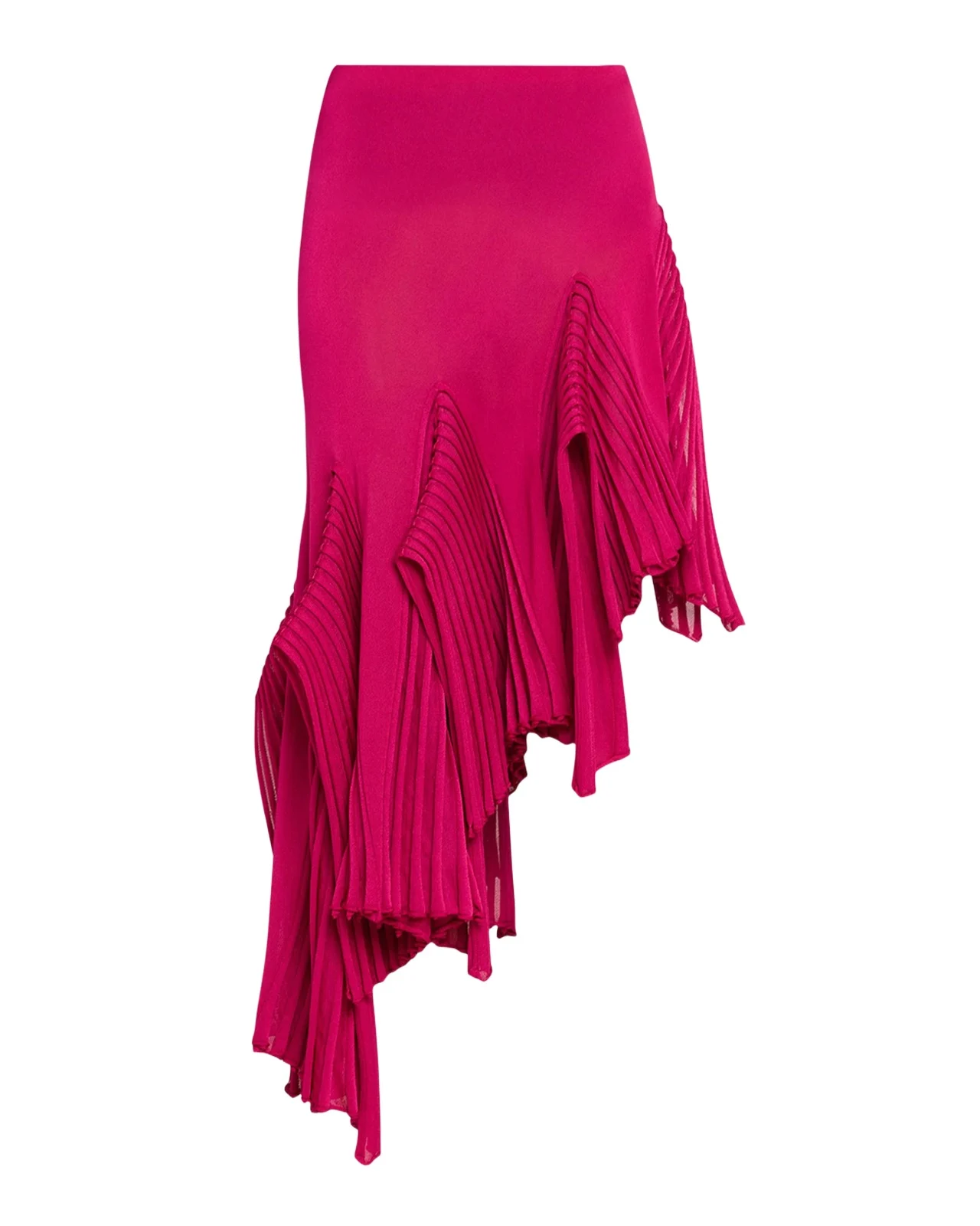 Asymmetric Godet Ruffle Midi Skirt