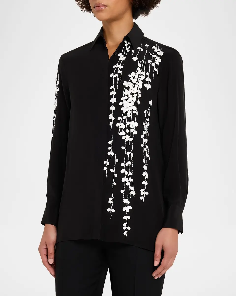 Kiton Embellished Silk Button-Down Shirt | Thumbnail 4 Kiton Embellished Silk Button-Down Shirt | Thumbnail 4