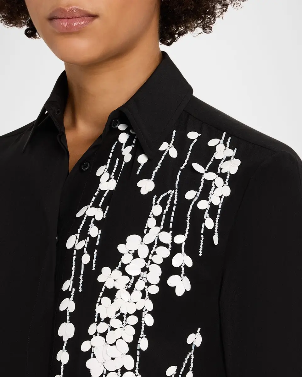 Kiton Embellished Silk Button-Down Shirt | Thumbnail 5 Kiton Embellished Silk Button-Down Shirt | Thumbnail 5