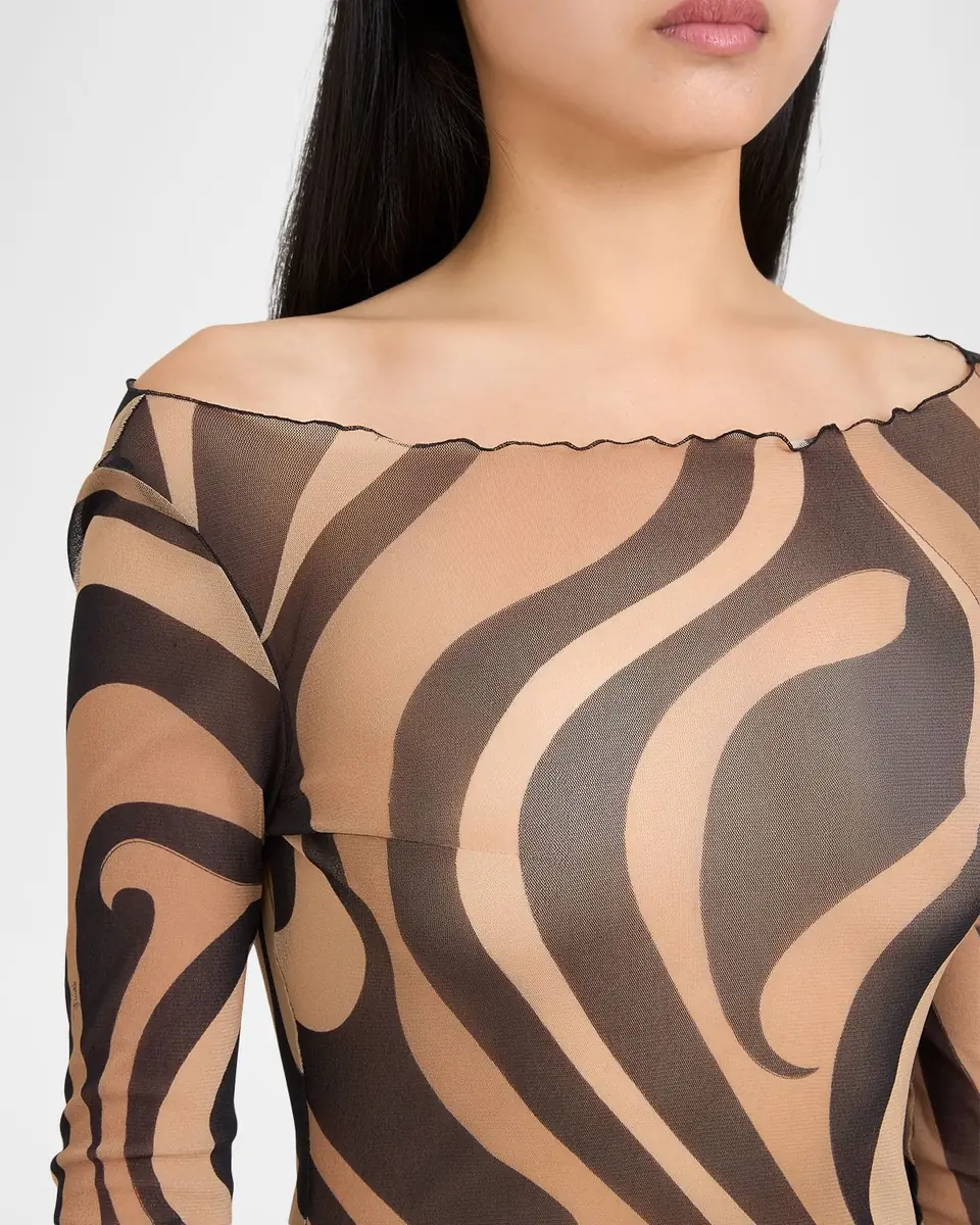 Pucci Marmo Tulle Long-Sleeve Maxi Dress | Thumbnail 5