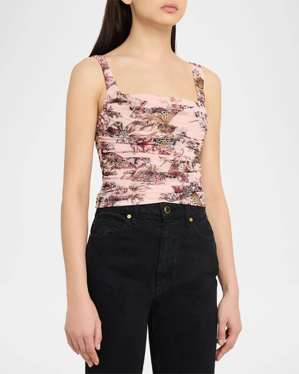 L'Agence Rasha Shirred Tank Top | Thumbnail 4 L'Agence Rasha Shirred Tank Top | Thumbnail 4