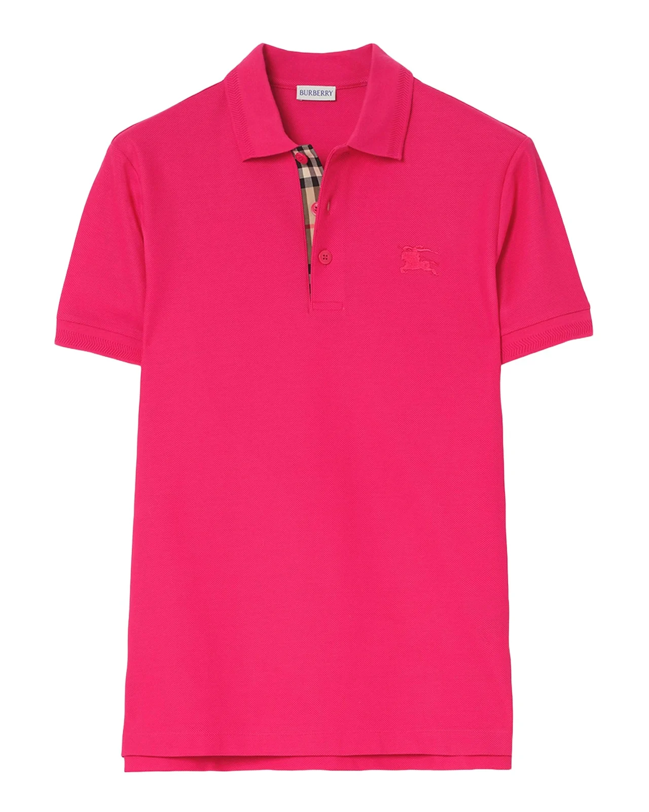 Men's Check-Placket Cotton Pique Polo Shirt