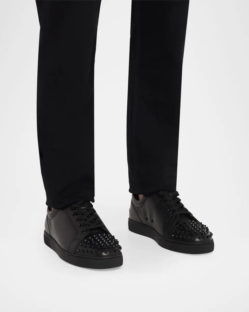 Christian Louboutin Men's Louis Junior Spikes Leather Low-Top Sneakers | Thumbnail 2 Christian Louboutin Men's Louis Junior Spikes Leather Low-Top Sneakers | Thumbnail 2