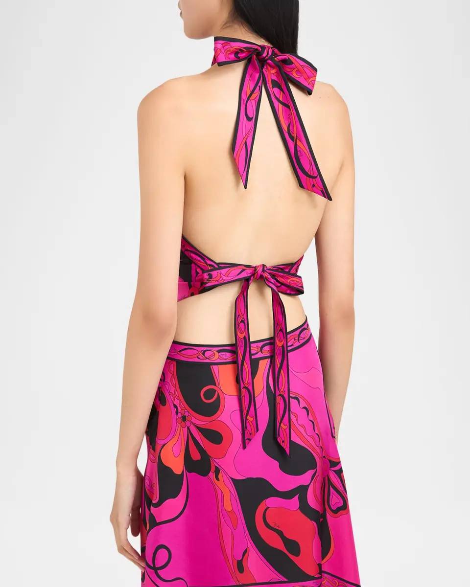 Pucci Orchidee Silk Twill Scarf Halter Top | Thumbnail 3 Pucci Orchidee Silk Twill Scarf Halter Top | Thumbnail 3
