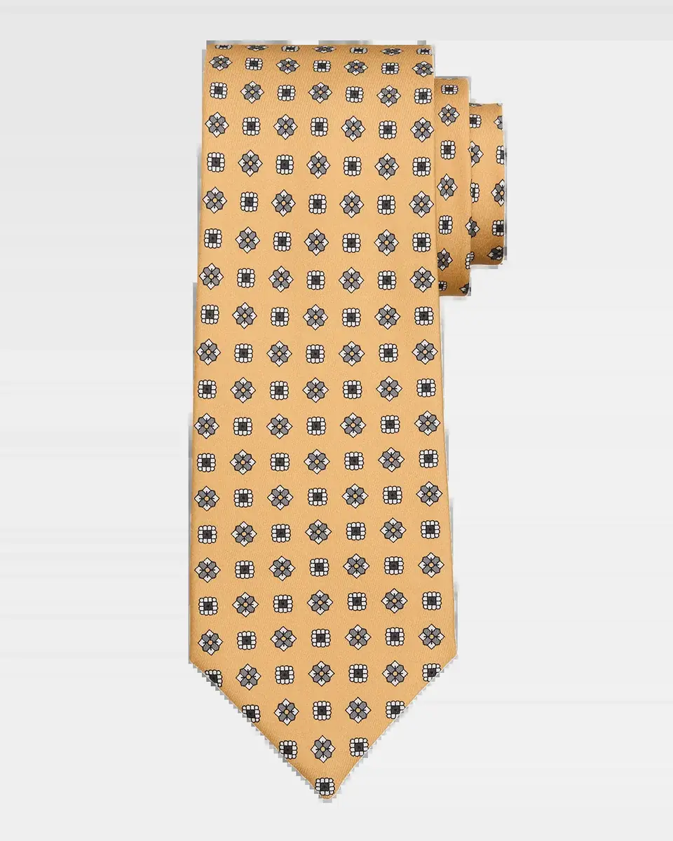 Isaia Men's Geometric Floral Silk Tie | Thumbnail 2 Isaia Men's Geometric Floral Silk Tie | Thumbnail 2
