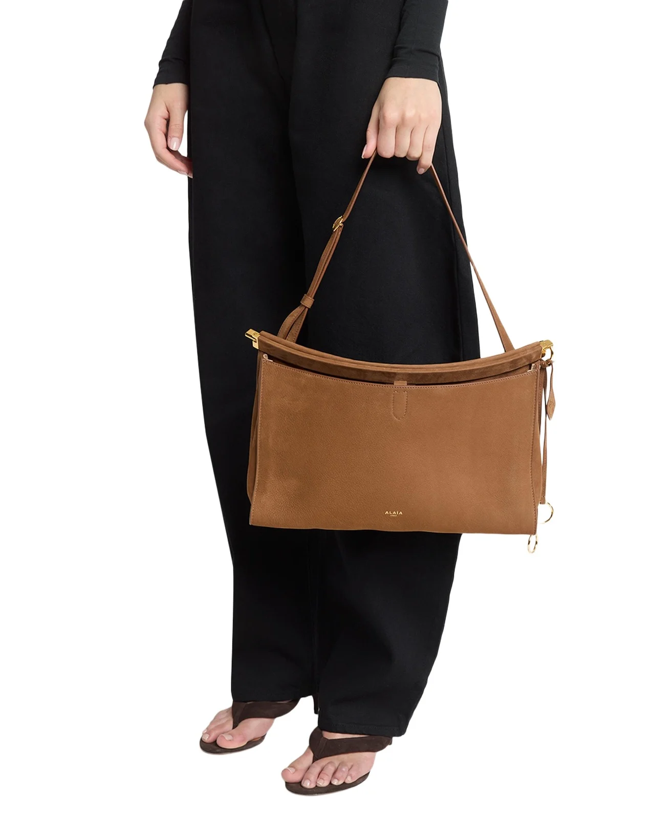 Le Click Large East-West Suede Shoulder Bag Le Click Large East-West Suede Shoulder Bag