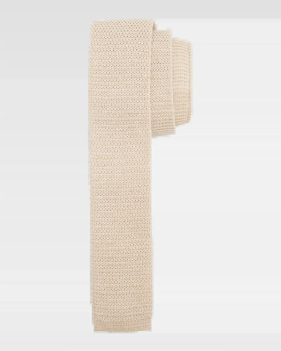 Zegna Men's Solid Linen Knit Tie | Thumbnail 2