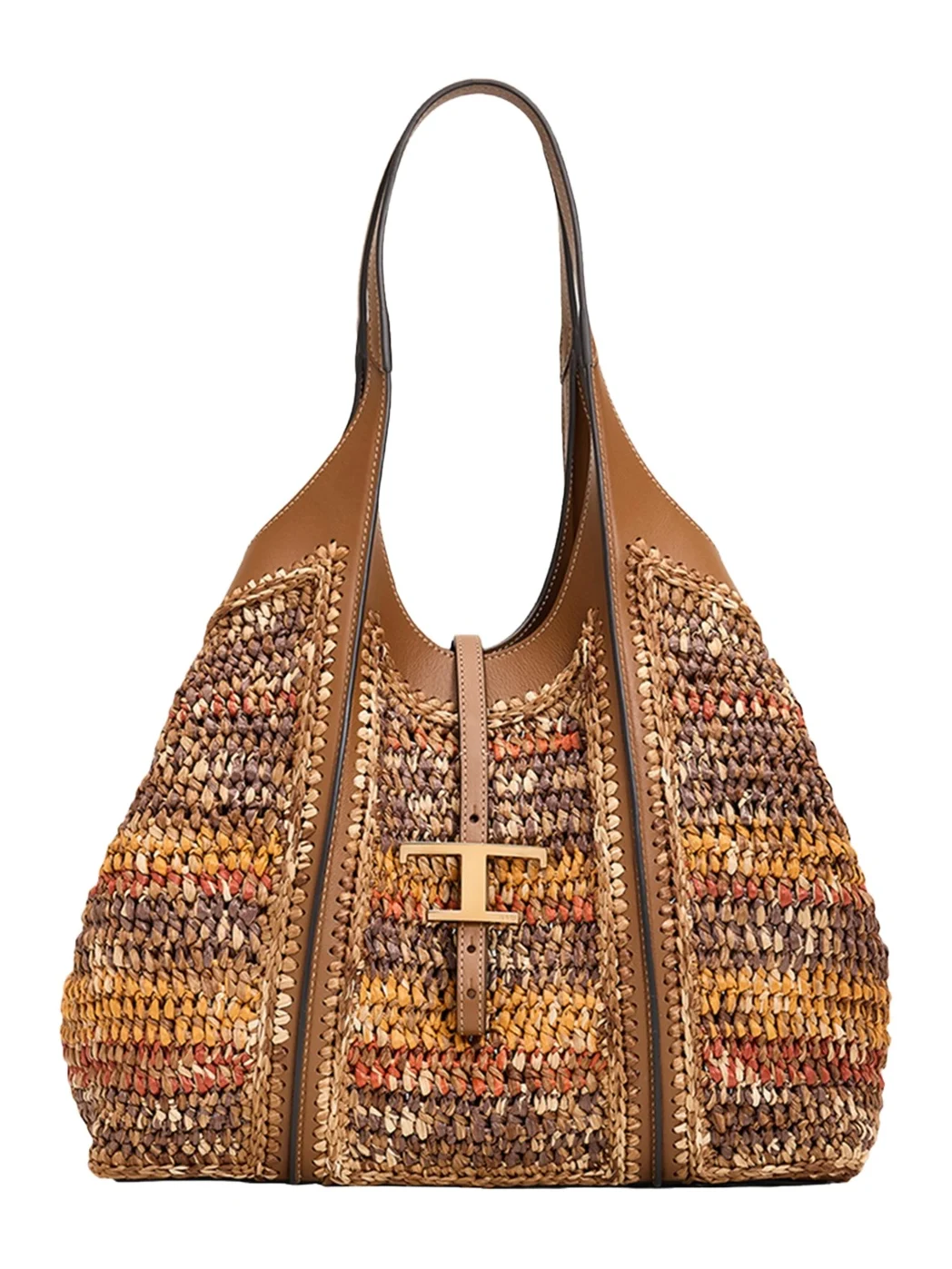 Tod's T Timeless Raffia Shopping Tote Bag