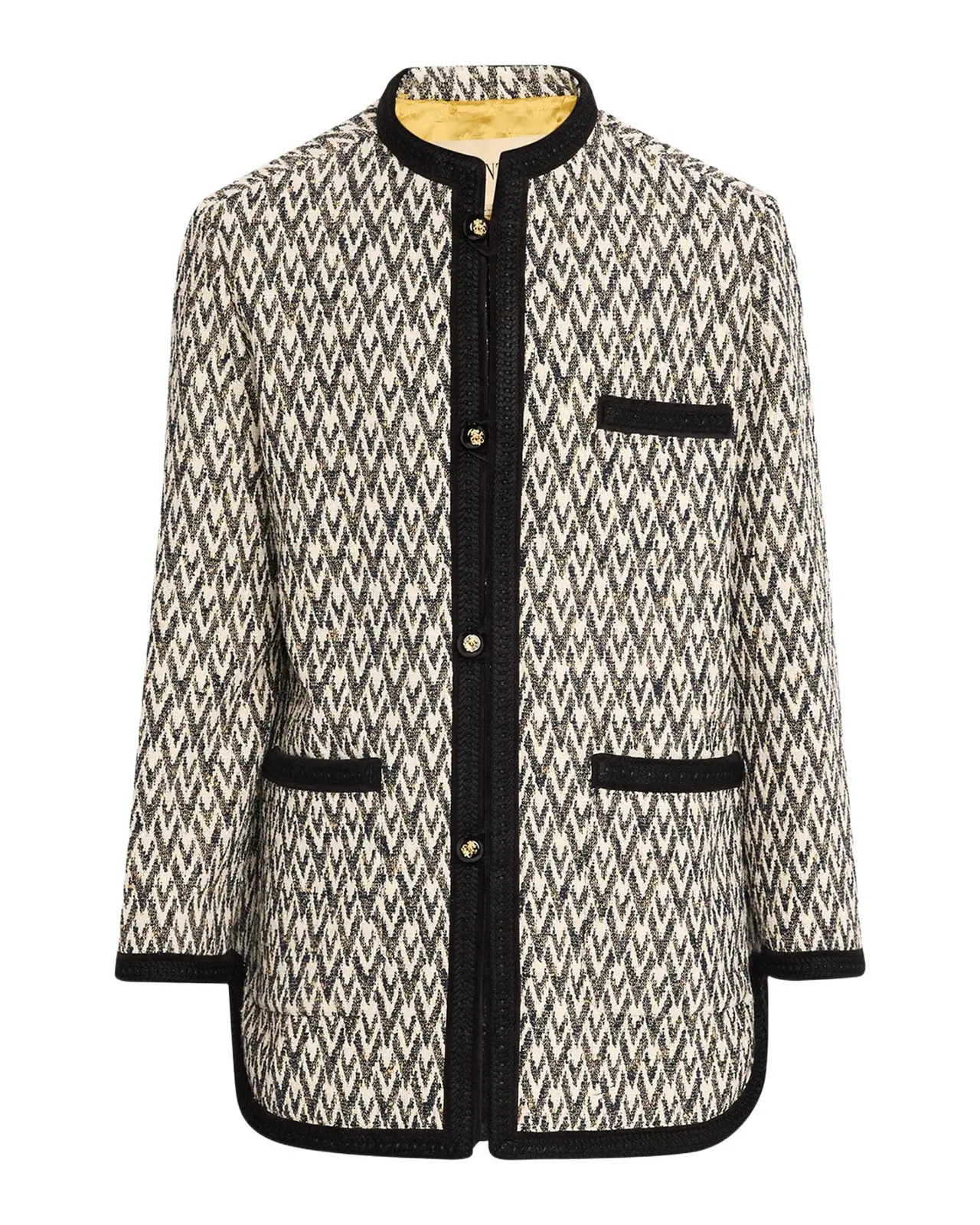 Geometric Woven Collarless Jacket