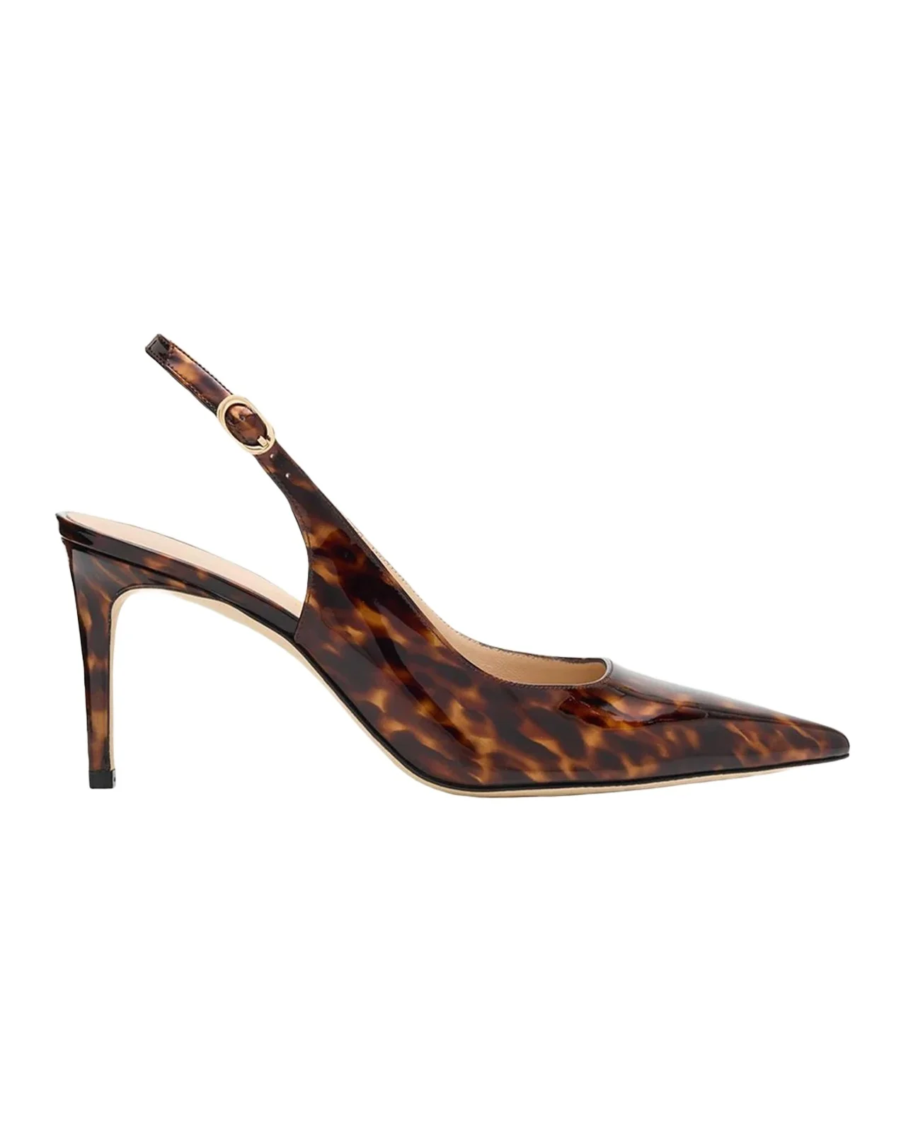 75mm Stuart Power Tortoiseshell Patent Leather Slingback Pumps 75mm Stuart Power Tortoiseshell Patent Leather Slingback Pumps