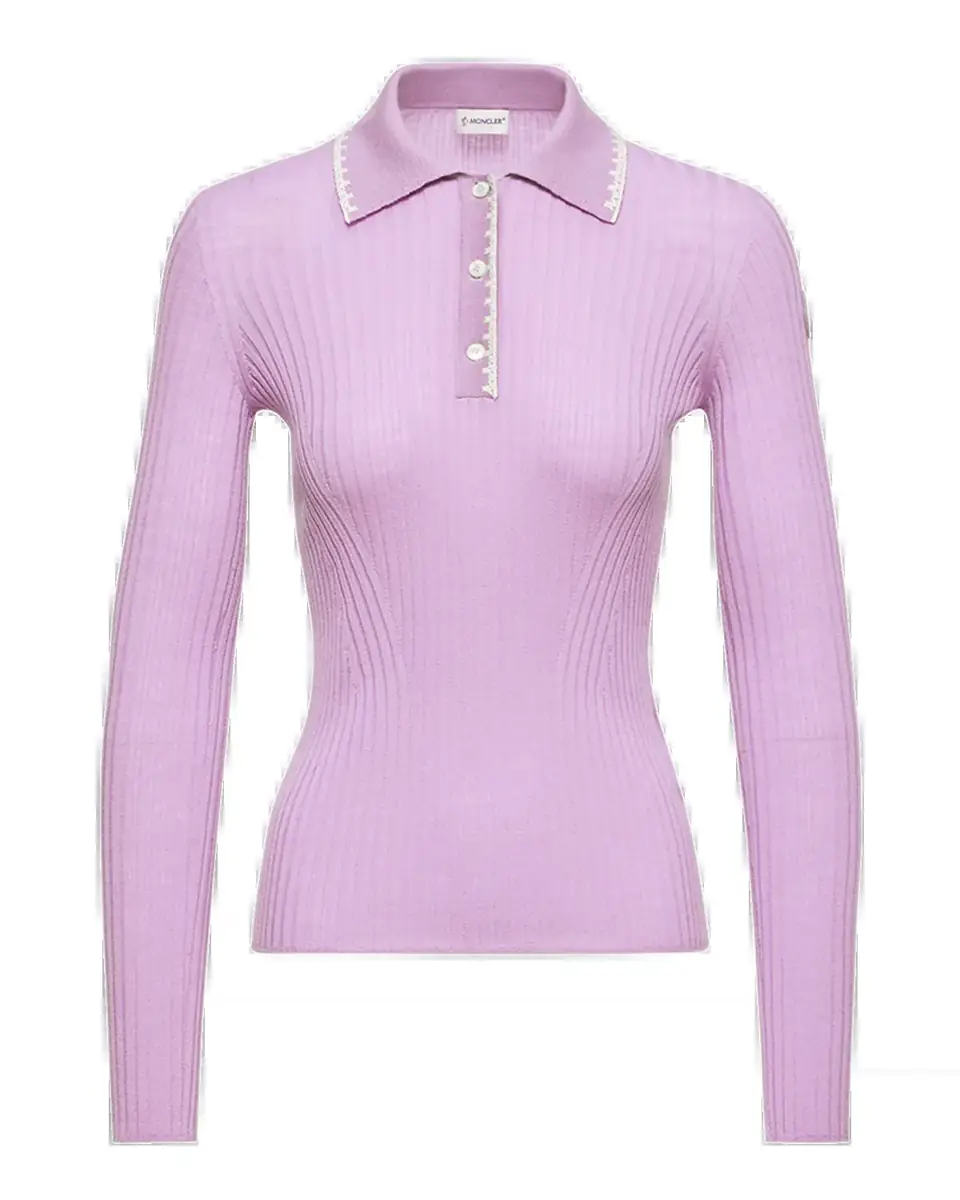 Moncler Long-Sleeve Rib-Knit Polo | Thumbnail 2 Moncler Long-Sleeve Rib-Knit Polo | Thumbnail 2