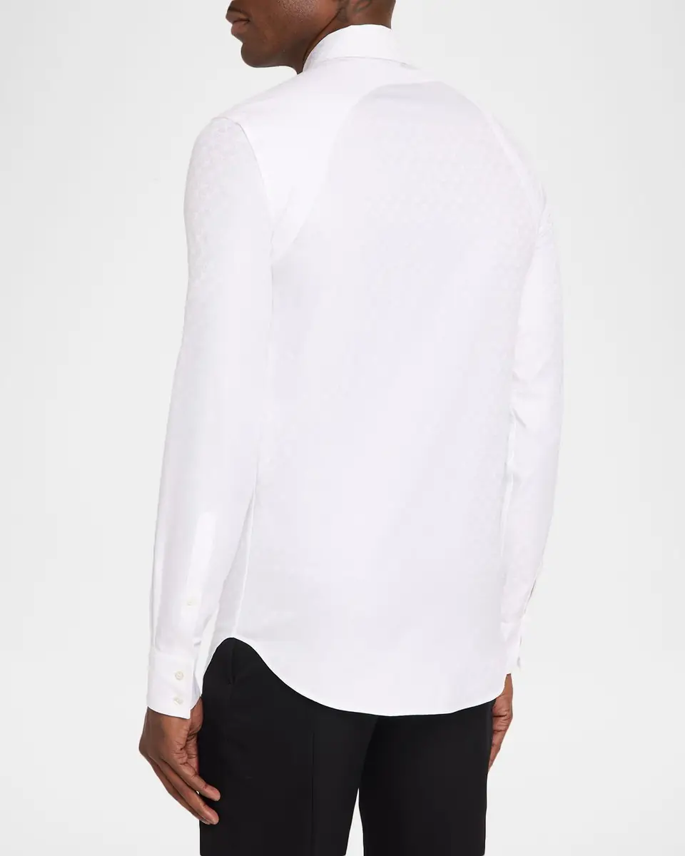 Alexander McQueen Men's Harness-Detail Skull Jacquard Cotton Shirt | Thumbnail 3 Alexander McQueen Men's Harness-Detail Skull Jacquard Cotton Shirt | Thumbnail 3