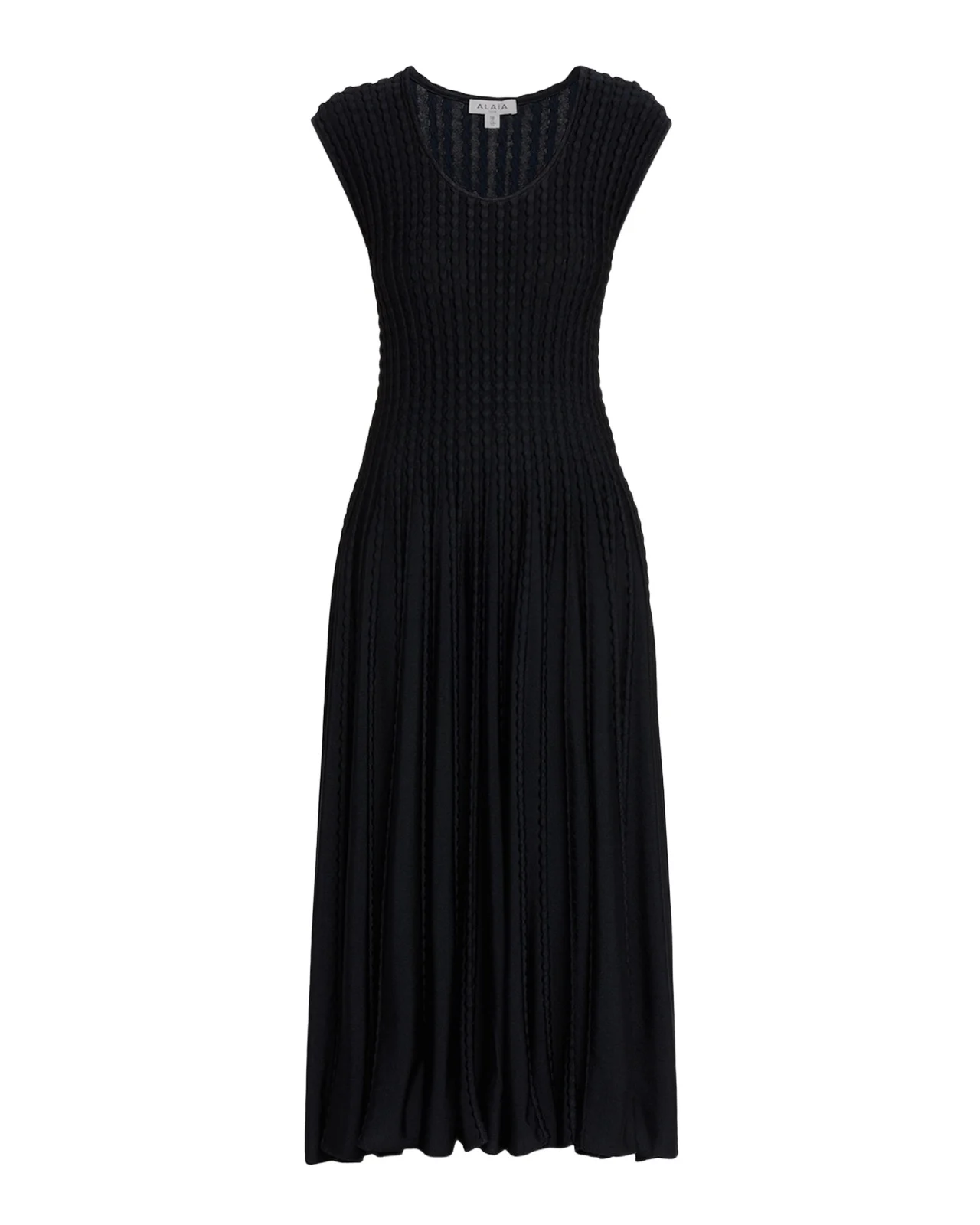 Sleeveless Flare Pleated Knit Midi Dress