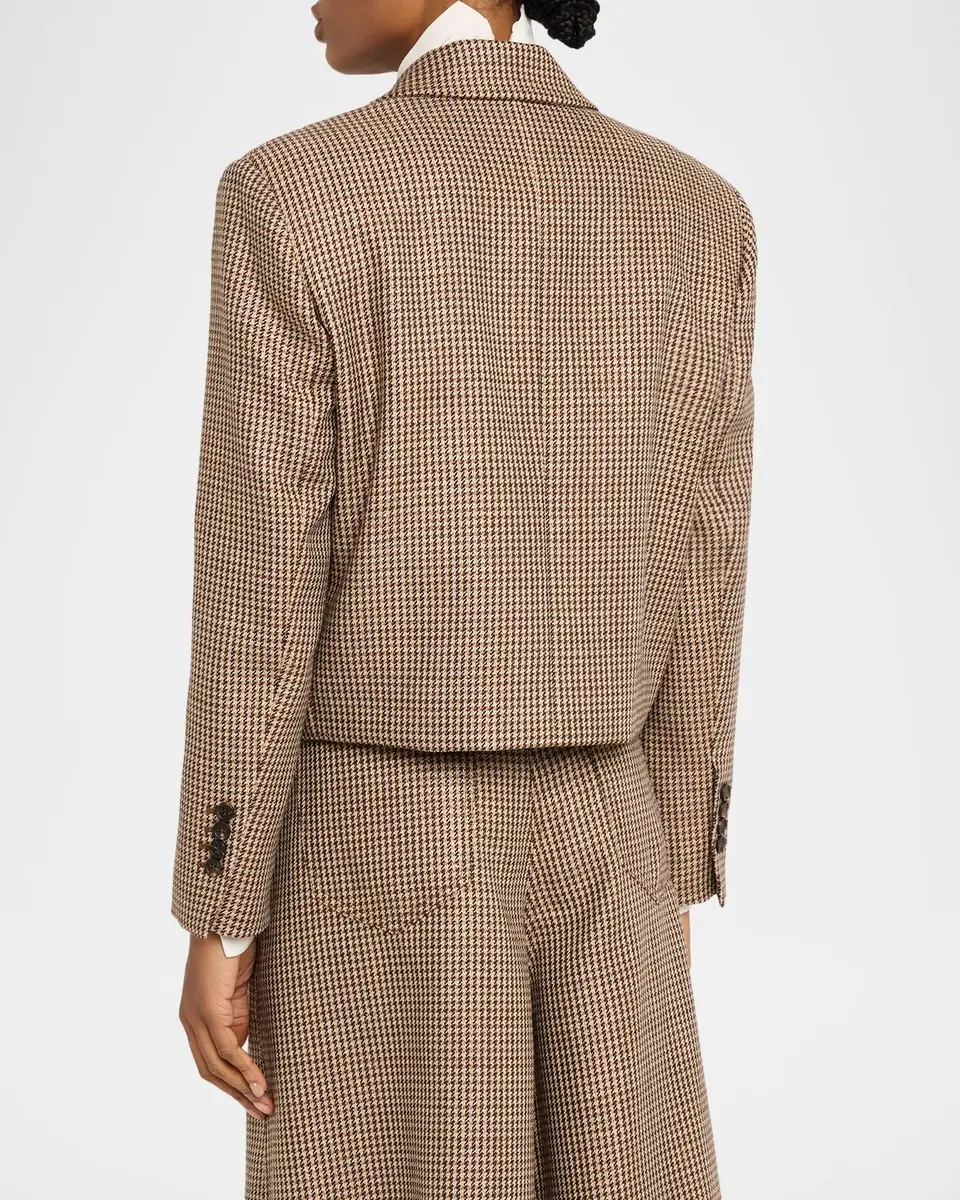 Brunello Cucinelli Wool-Blend Houndstooth Cropped Sport Jacket | Thumbnail 3