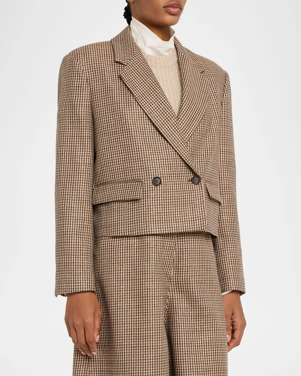 Brunello Cucinelli Wool-Blend Houndstooth Cropped Sport Jacket | Thumbnail 4