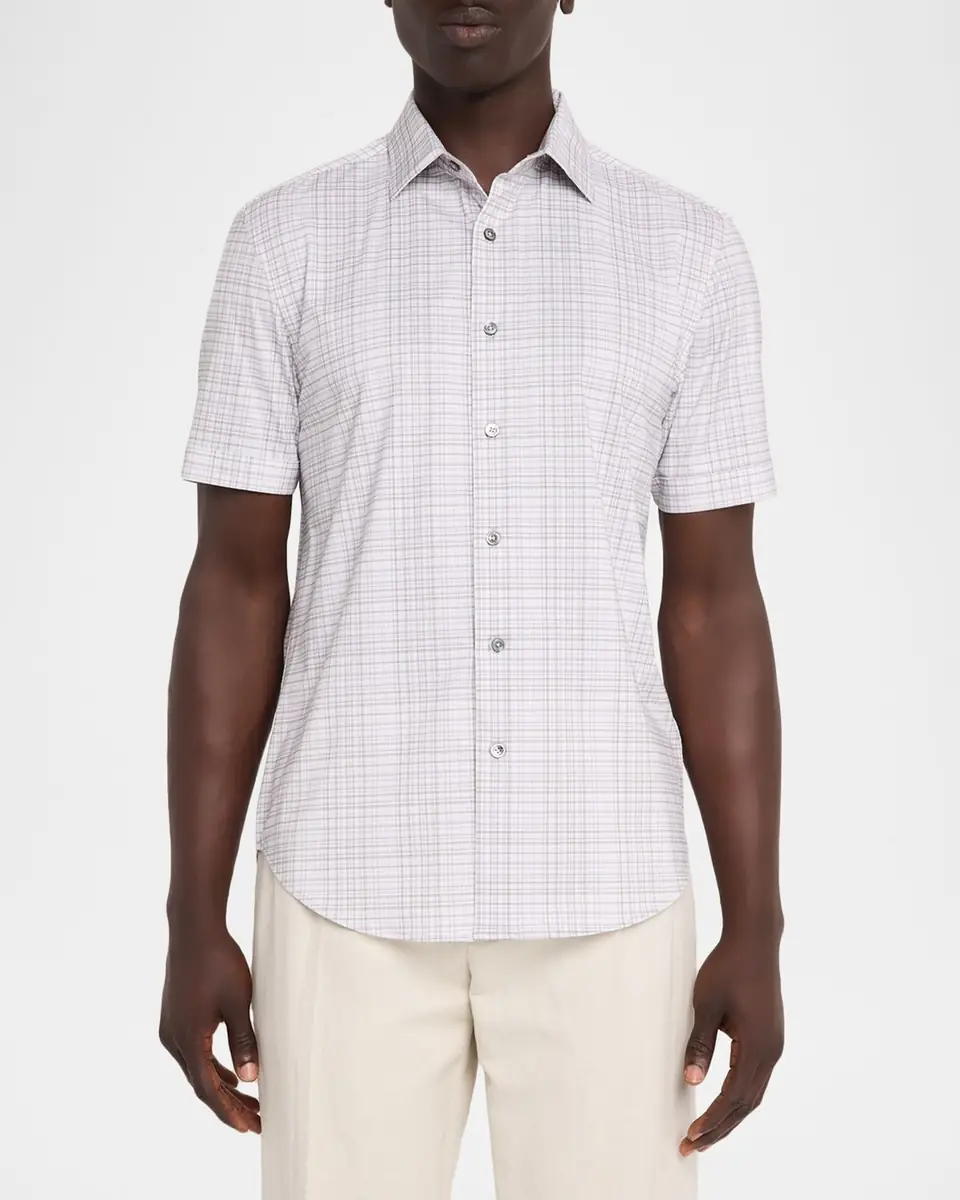 Bugatchi Men's Miles OoohCotton Plaid Short-Sleeve Shirt | Thumbnail 4 Bugatchi Men's Miles OoohCotton Plaid Short-Sleeve Shirt | Thumbnail 4