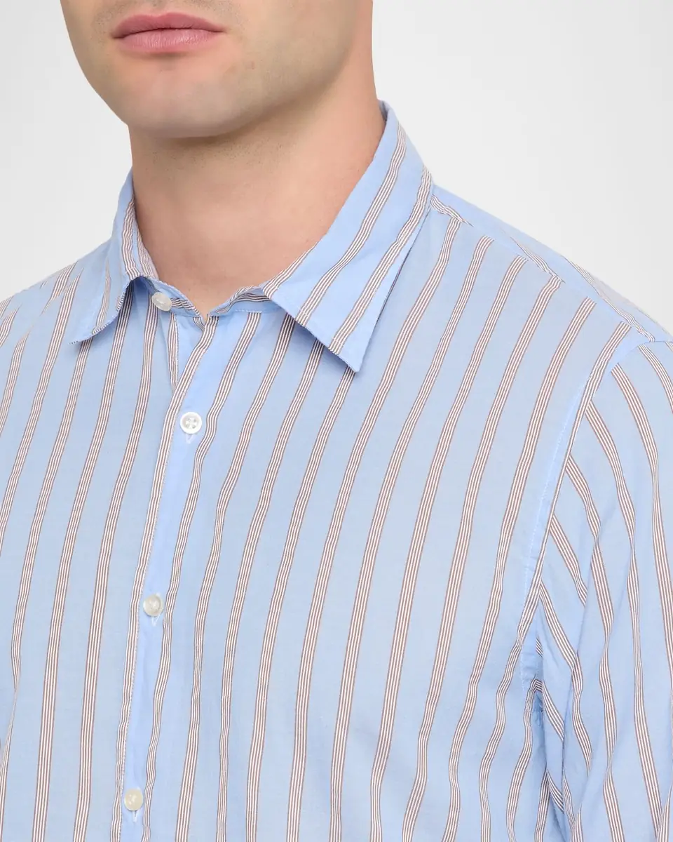 OFFICINE GÉNÉRALE Men's Giacomo Stripe Poplin Button-Down Shirt | Thumbnail 5 OFFICINE GÉNÉRALE Men's Giacomo Stripe Poplin Button-Down Shirt | Thumbnail 5