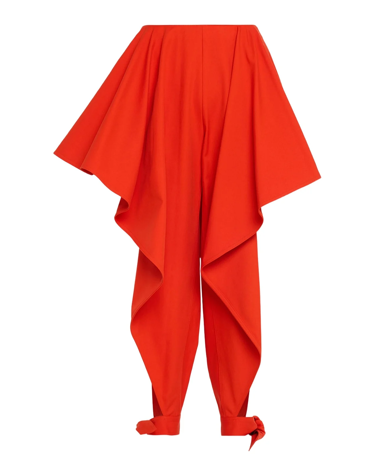 Alaïa Cotton Gabardine Ruffle Paneled Ankle-Tie Pants