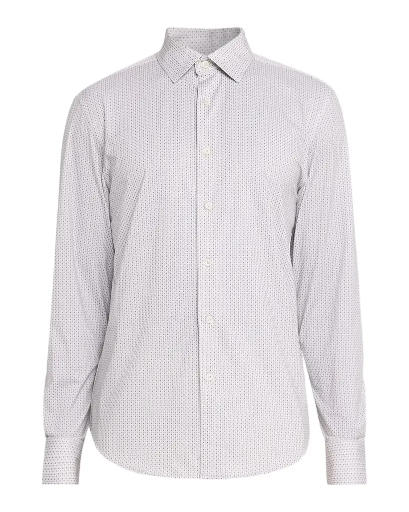 Bugatchi Men's James OoohCotton Geometric-Print Sport Shirt | Image 1 Bugatchi Men's James OoohCotton Geometric-Print Sport Shirt | Image 1