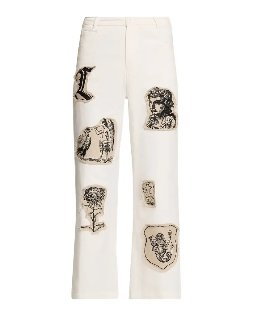 Libertine Graphic Patches Kickflare-leg Ankle Jeans | Image 1 Libertine Graphic Patches Kickflare-leg Ankle Jeans | Image 1