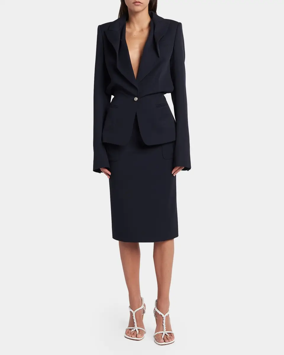Alexander McQueen Certified Wool Folded Lapel Single-Breasted Jacket | Thumbnail 2 Alexander McQueen Certified Wool Folded Lapel Single-Breasted Jacket | Thumbnail 2