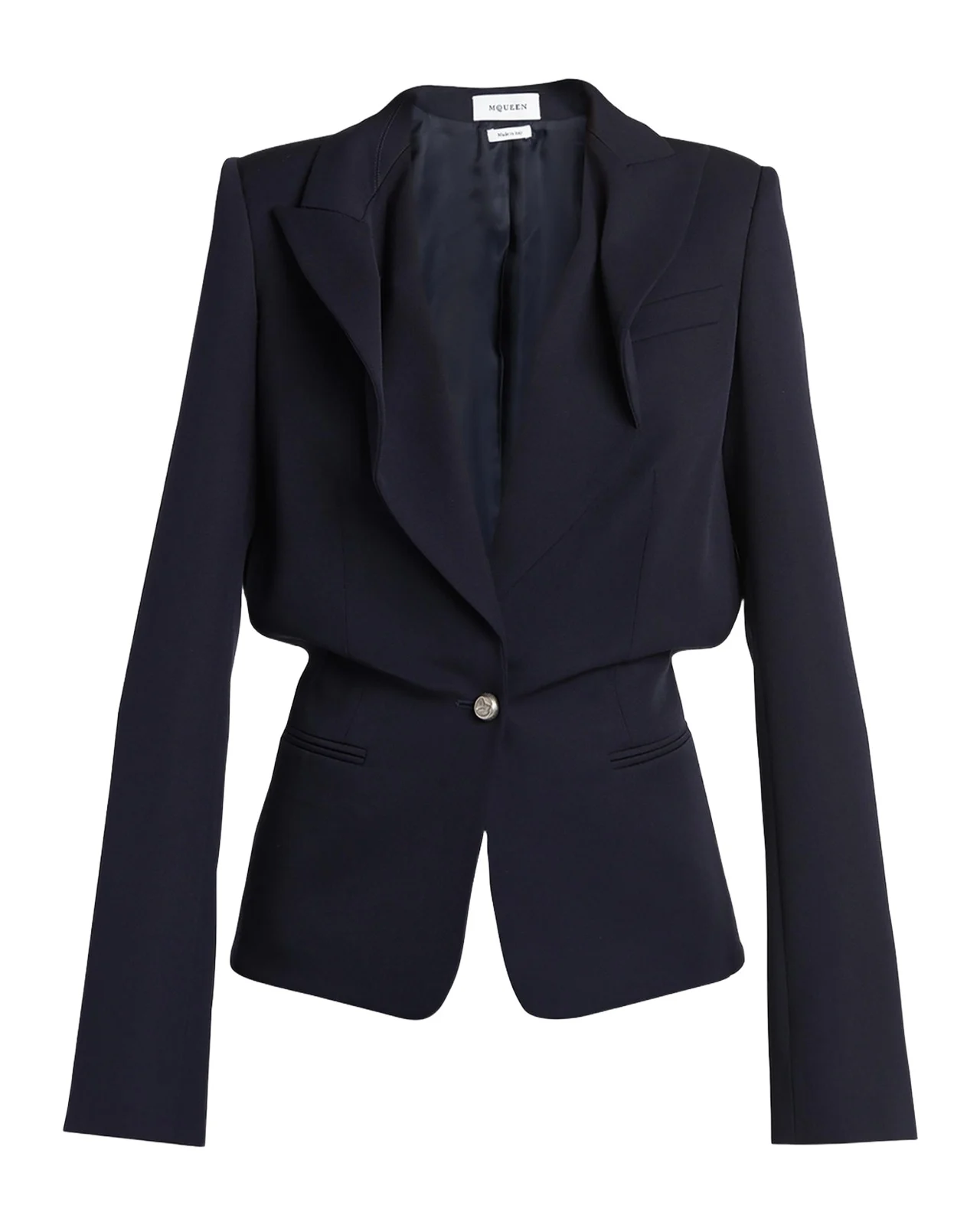 Certified Wool Folded Lapel Single-Breasted Jacket