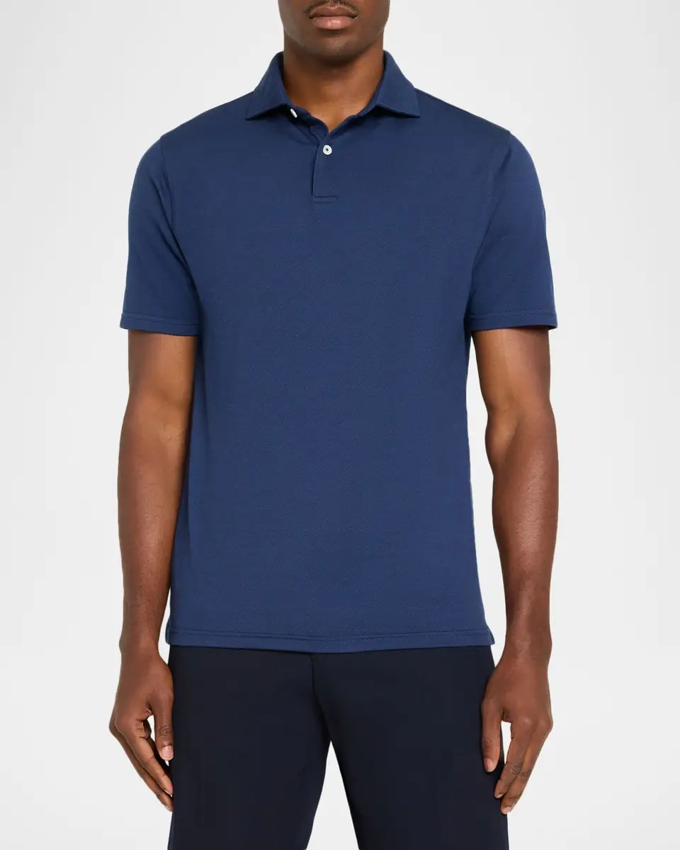 Peter Millar Men's Crown Micro-Chevron Cotton-Stretch Polo Shirt | Thumbnail 4 Peter Millar Men's Crown Micro-Chevron Cotton-Stretch Polo Shirt | Thumbnail 4