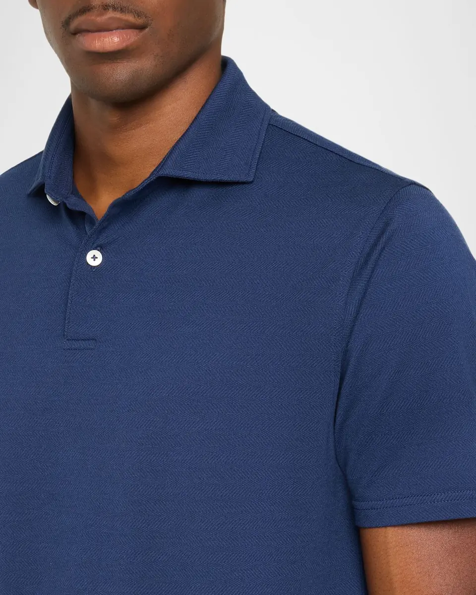 Peter Millar Men's Crown Micro-Chevron Cotton-Stretch Polo Shirt | Thumbnail 5 Peter Millar Men's Crown Micro-Chevron Cotton-Stretch Polo Shirt | Thumbnail 5