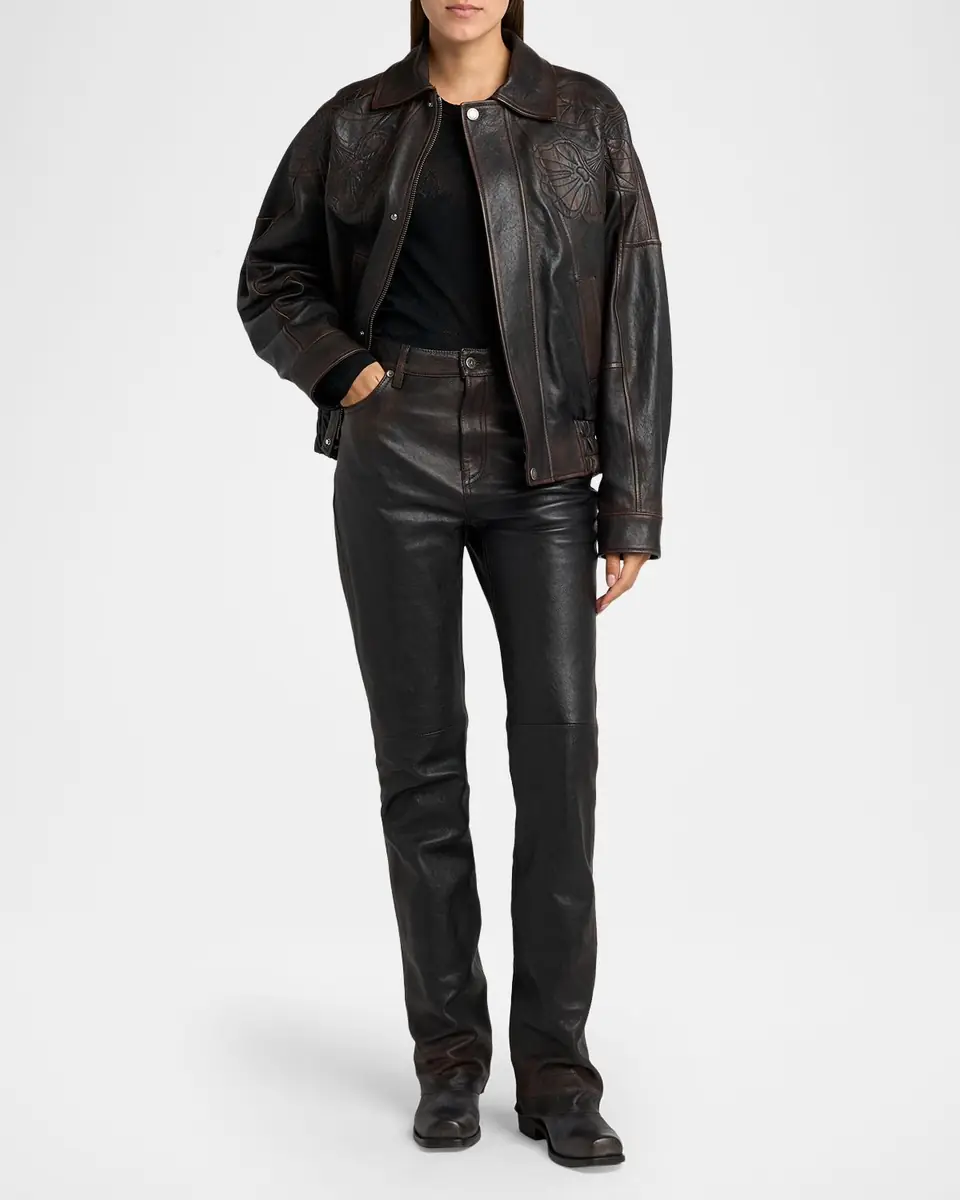 Golden Goose Journey Embroidered Nappa Leather Bomber Jacket | Thumbnail 2 Golden Goose Journey Embroidered Nappa Leather Bomber Jacket | Thumbnail 2