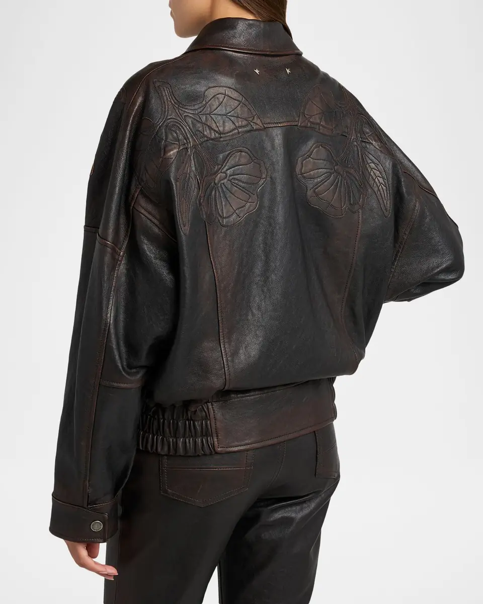 Golden Goose Journey Embroidered Nappa Leather Bomber Jacket | Thumbnail 3 Golden Goose Journey Embroidered Nappa Leather Bomber Jacket | Thumbnail 3