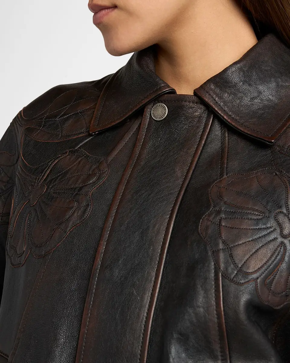Golden Goose Journey Embroidered Nappa Leather Bomber Jacket | Thumbnail 5 Golden Goose Journey Embroidered Nappa Leather Bomber Jacket | Thumbnail 5