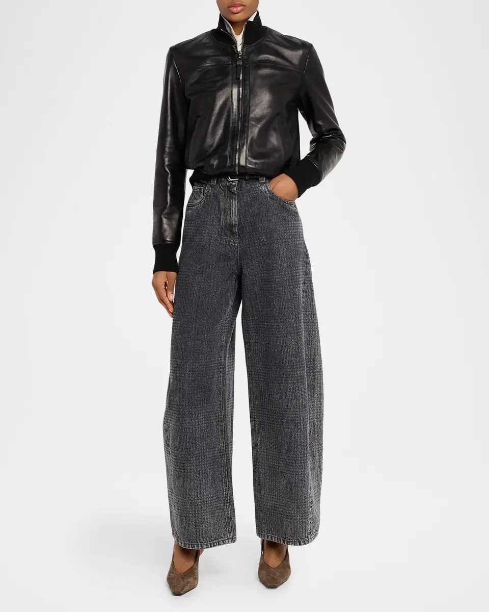 Brunello Cucinelli Turtleneck Leather Bomber Jacket | Thumbnail 2 Brunello Cucinelli Turtleneck Leather Bomber Jacket | Thumbnail 2