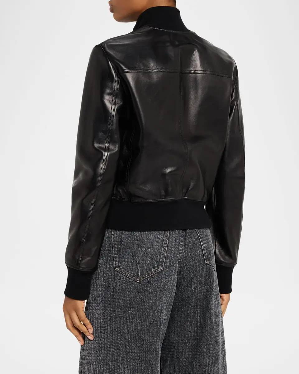 Brunello Cucinelli Turtleneck Leather Bomber Jacket | Thumbnail 3 Brunello Cucinelli Turtleneck Leather Bomber Jacket | Thumbnail 3