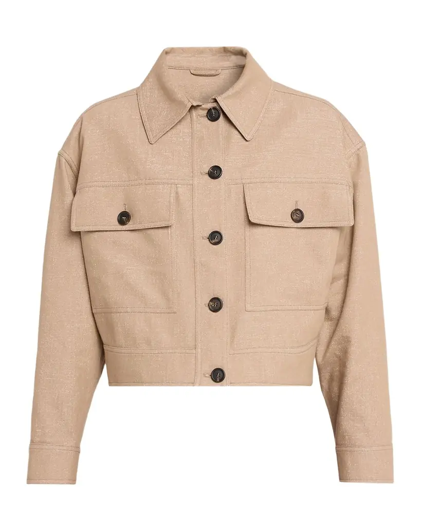 Brunello Cucinelli Shimmering Denim Jacket | Image 1 Brunello Cucinelli Shimmering Denim Jacket | Image 1