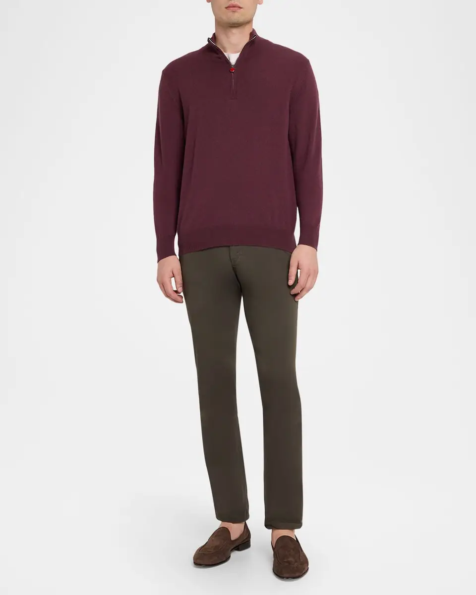Kiton Men's 12gg Cashmere Mock Neck Quarter-Zip Sweater | Thumbnail 2 Kiton Men's 12gg Cashmere Mock Neck Quarter-Zip Sweater | Thumbnail 2