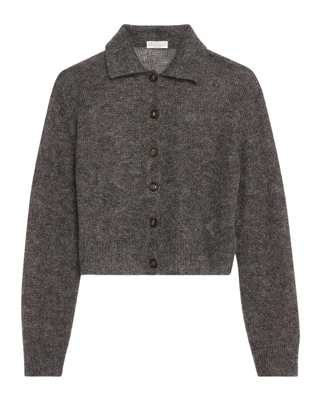 Metallic Cashmere Collared Cardigan