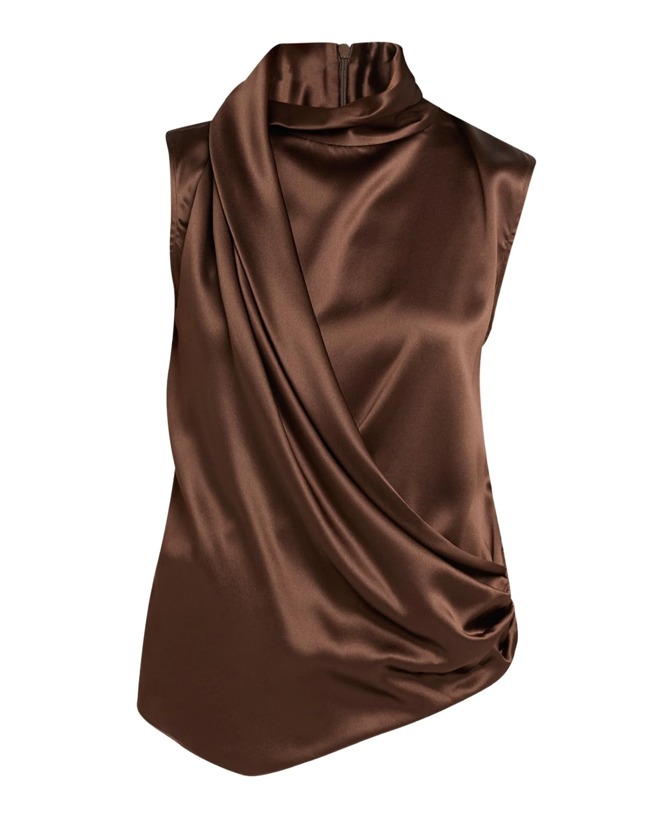 Silk Draped Sleeveless Blouse