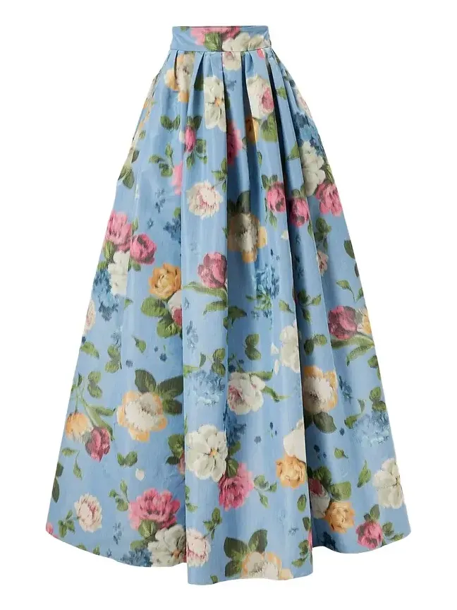 Floral Pleated Faille Ball Skirt Floral Pleated Faille Ball Skirt