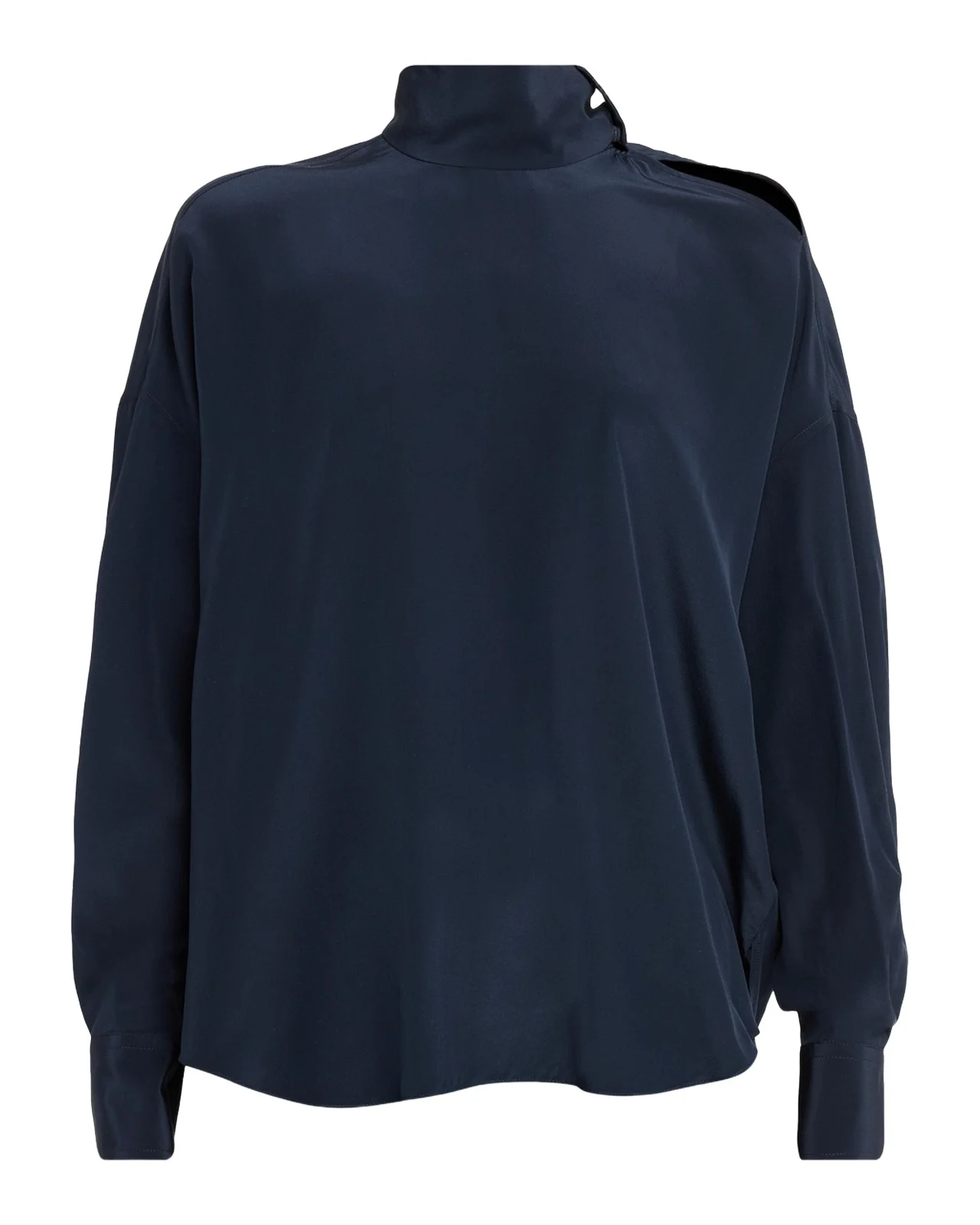 Brunello Cucinelli Turtleneck Long-Sleeve Silk Blouse