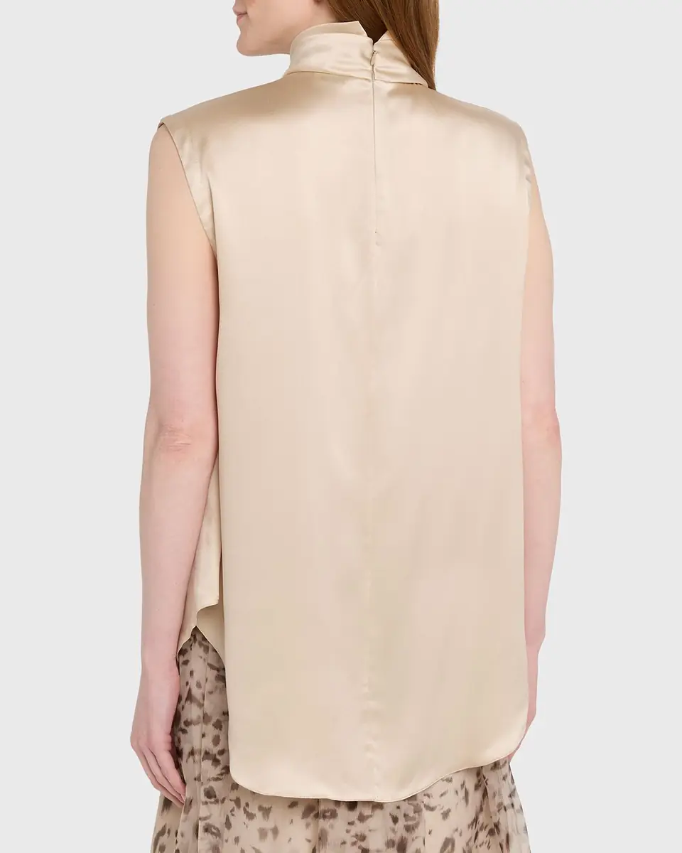 Brunello Cucinelli Sleeveless Silk Turtleneck Blouse w/ Monili | Thumbnail 3 Brunello Cucinelli Sleeveless Silk Turtleneck Blouse w/ Monili | Thumbnail 3