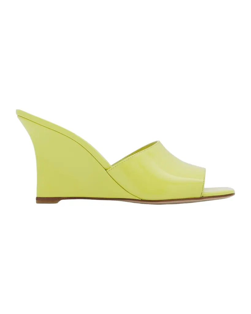 Stuart Weitzman 85mm Vinnie Patent Leather Wedge Mules | Image 1 Stuart Weitzman 85mm Vinnie Patent Leather Wedge Mules | Image 1