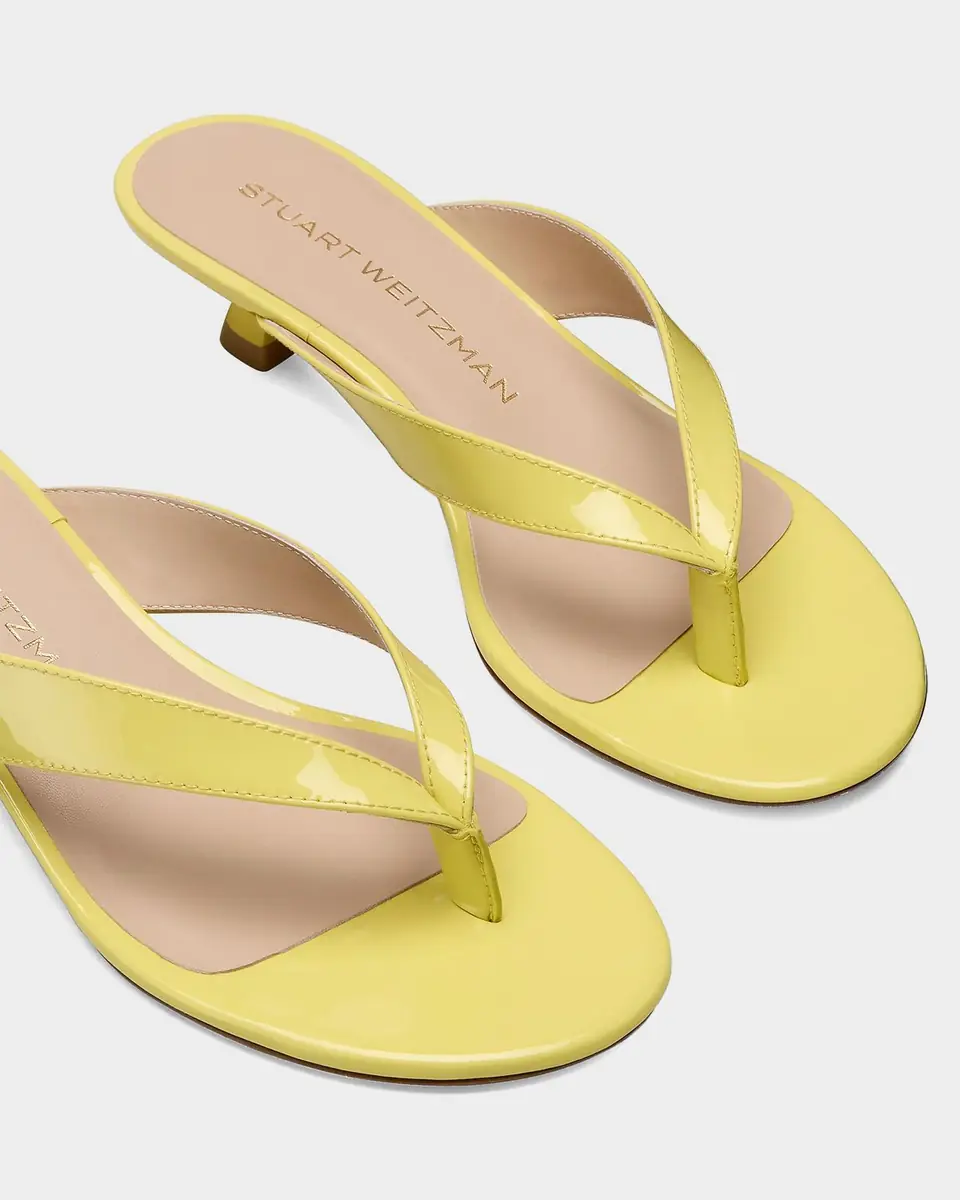 Stuart Weitzman 35mm Rio Sleek Patent Leather Thong Sandals | Thumbnail 3