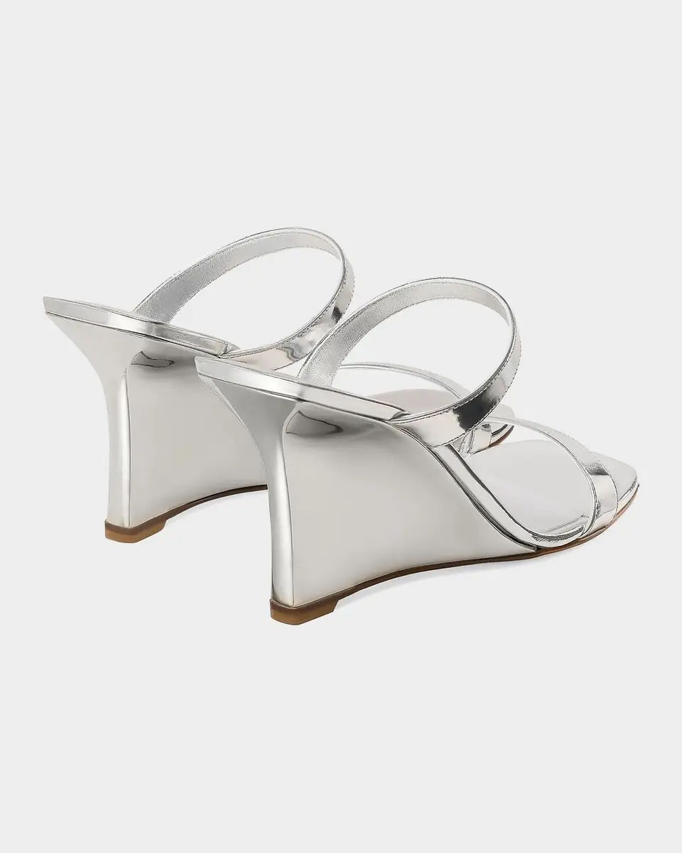 Stuart Weitzman 85mm Vinnie Metallic Leather Wedges | Thumbnail 2 Stuart Weitzman 85mm Vinnie Metallic Leather Wedges | Thumbnail 2