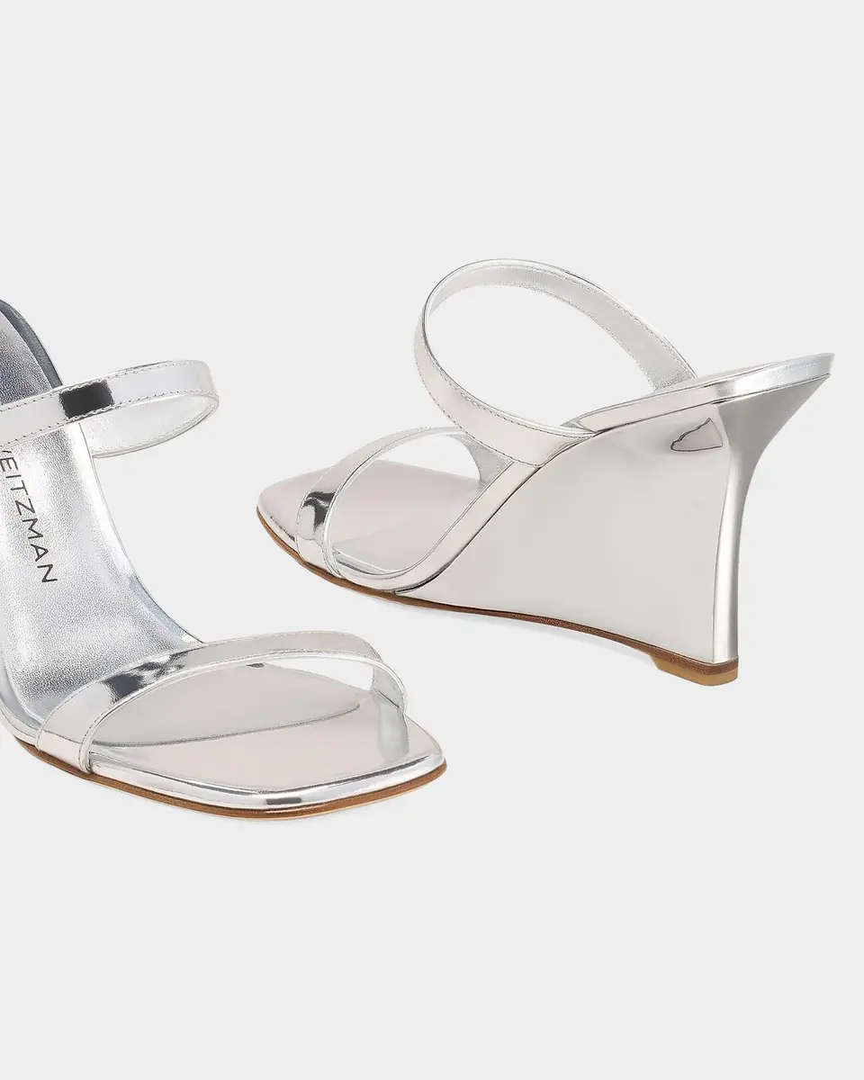 Stuart Weitzman 85mm Vinnie Metallic Leather Wedges | Thumbnail 3 Stuart Weitzman 85mm Vinnie Metallic Leather Wedges | Thumbnail 3