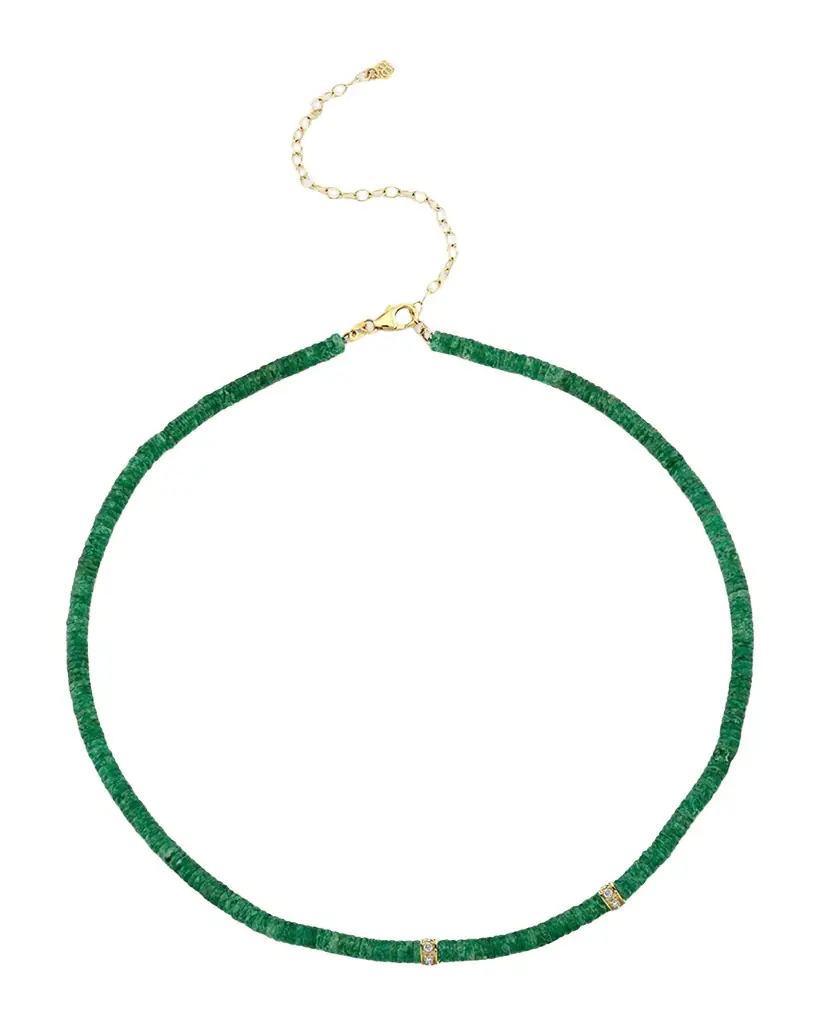Sydney Evan 14K Diamond Multi Rondelle on Aventurine Necklace | Image 1 Sydney Evan 14K Diamond Multi Rondelle on Aventurine Necklace | Image 1