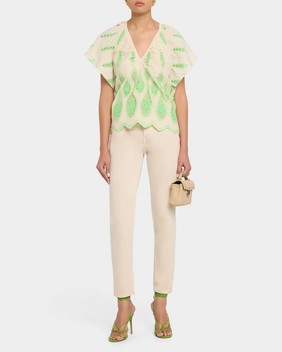 Ramy Brook Bettie Embroidered Short-Sleeve Top | Thumbnail 2