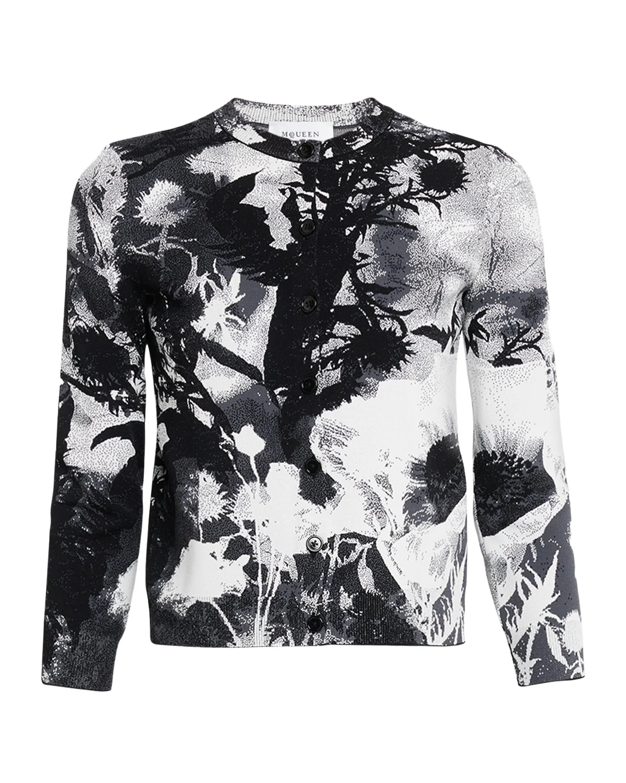 Floral Jacquard Crewneck Cardigan Floral Jacquard Crewneck Cardigan